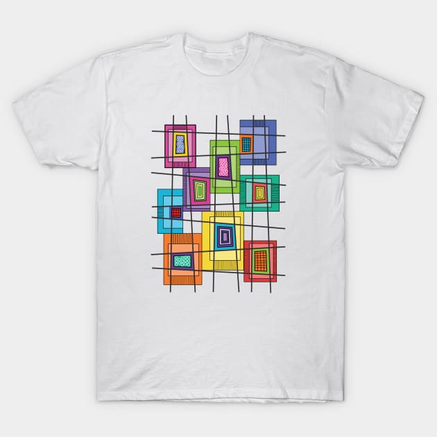 Colorful Abstract Midcentury Vibes T-Shirt by tonyponline